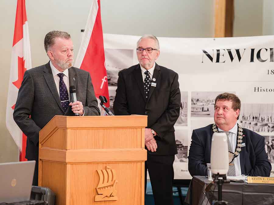 Vilhjálmur Wiium, Iceland’s Consul General in Winnipeg, speaks to the enduring cultural ties between Iceland and Gimli during the Oct. 21 sister-city MOU signing ceremony