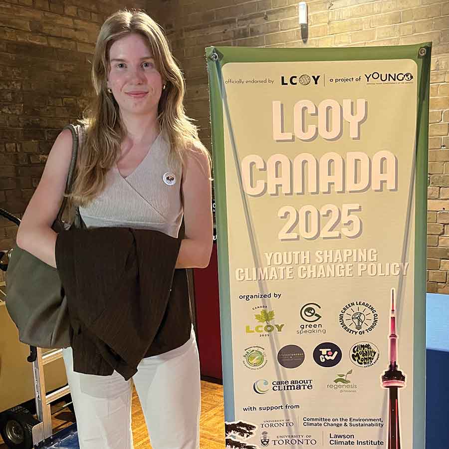University of Manitoba student Abby Procter speaks at the Local Conference of Youth (LCOY) in Toronto, where she presented her talk Green Growth in a Gray World and contributed to Canada’s national youth statement for COP30