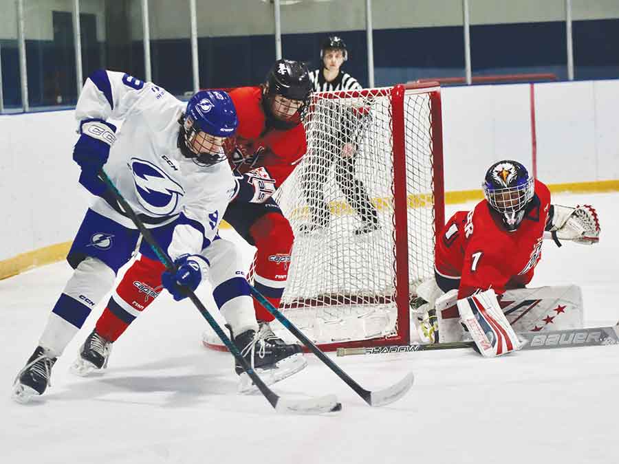 Lightning forward Zachary Schram gets a shot away against the Capitals