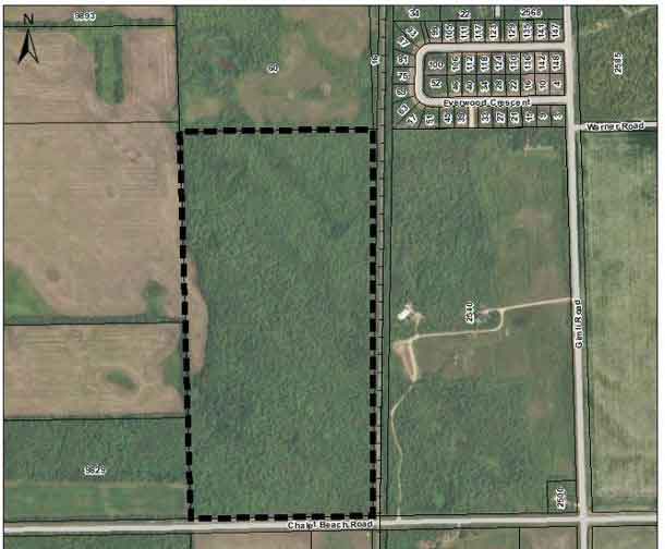 The proposed RV park will be situated within the bounds of the black dotted line. The development in the upper right is Everwood. Matlock in Dunnottar is just north of Everwood