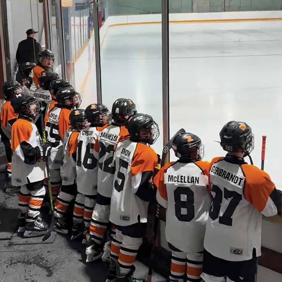 The Gimli Vikings Borkowsky U11 team waits patiently to get on the ice at the Gimli Recreation Centre. Gimli’s recreation programmer Lenni Finnbogason, with some help from RM of Gimli resident Britanny Isfeld, scored big time with her successful submission to the Jets Town Takeover contest