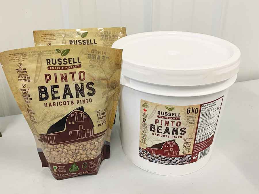 Locally grown black and pinto beans from Russell Prairie Market are prepared and packaged for sale at grocery stores across Manitoba, including the Carman Co-op