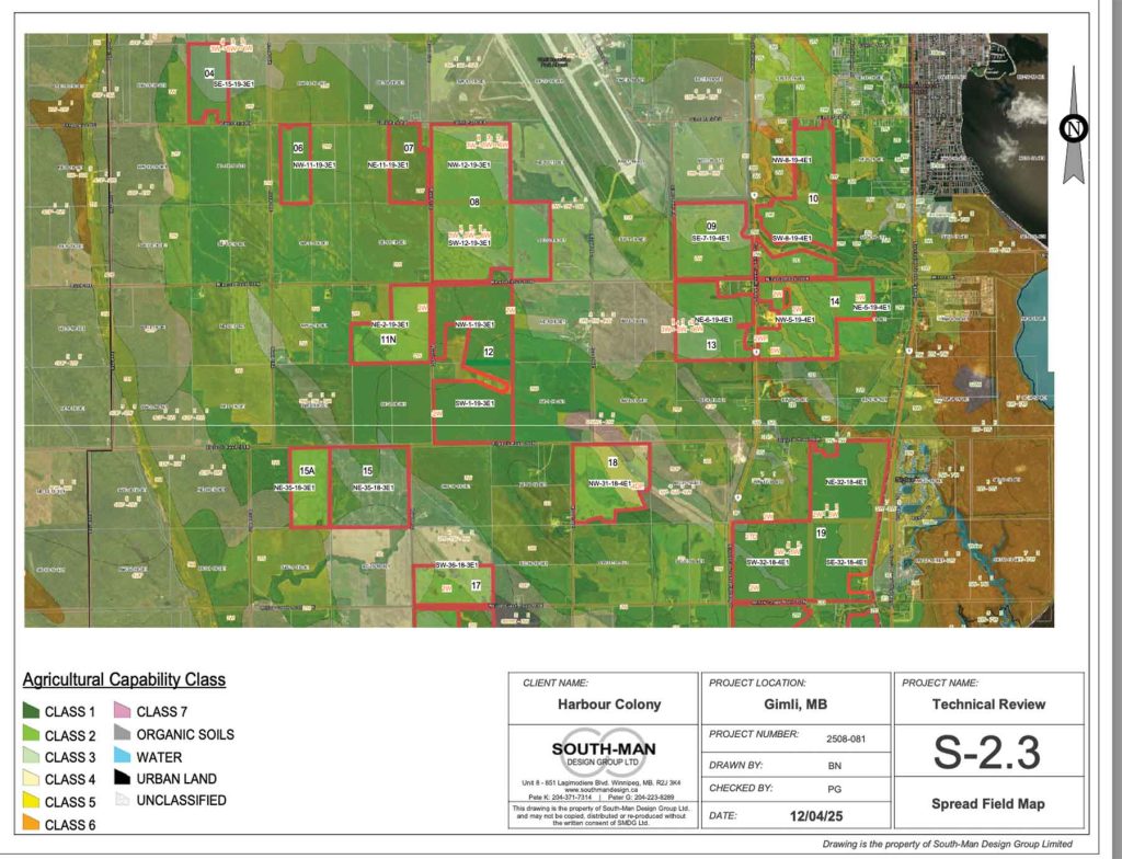 Harbour colony in the RM of Armstrong is proposing to spread manure from a 140,000-strong chicken operation on various pieces of land in the RM of Gimli