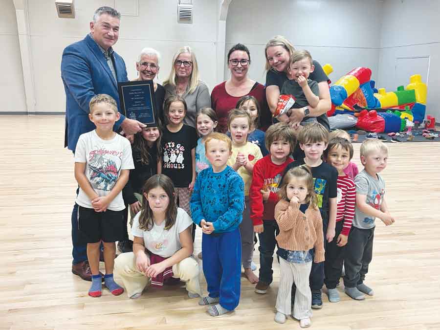 Children and staff from the Teulon Day Care Centre gathered with Selkirk–Interlake–Eastman MP James Bezan during the centre’s 50th anniversary celebration on Oct. 17