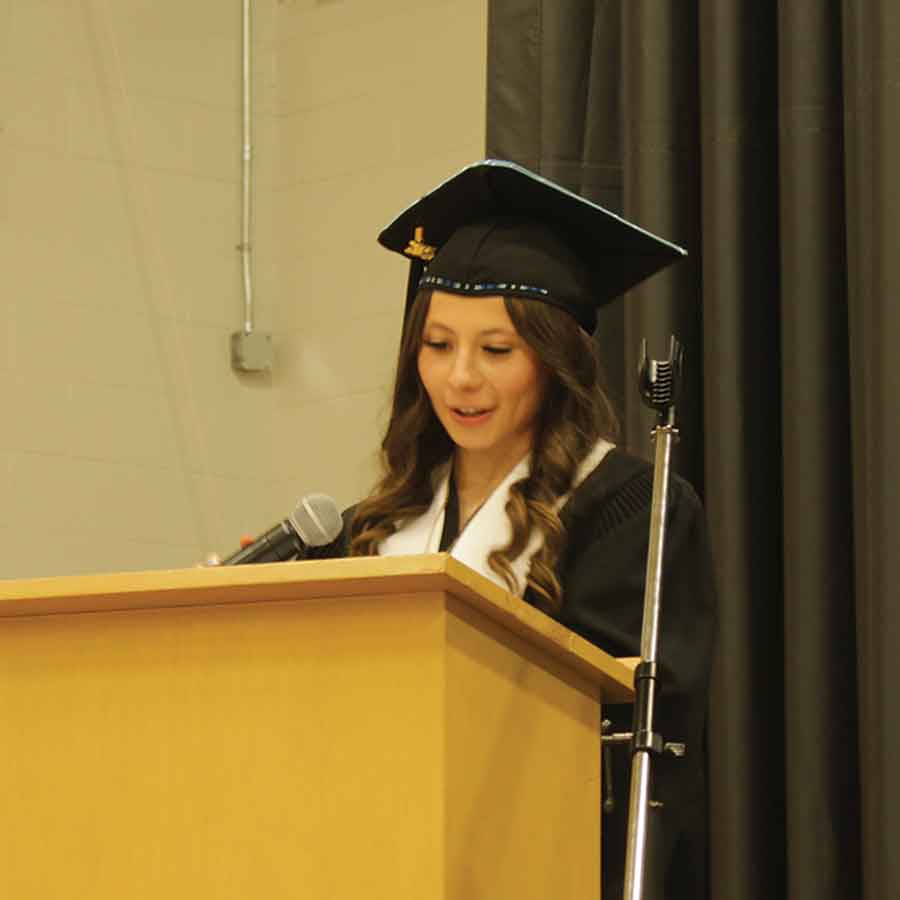 Shanaya Young proudly addressed her fellow graduates and wished them all well in her future endeavors