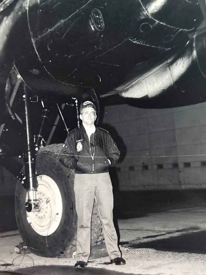 Ross’ hero shot after recovering a Lancaster aircraft — its first visit to Winnipeg in 1989