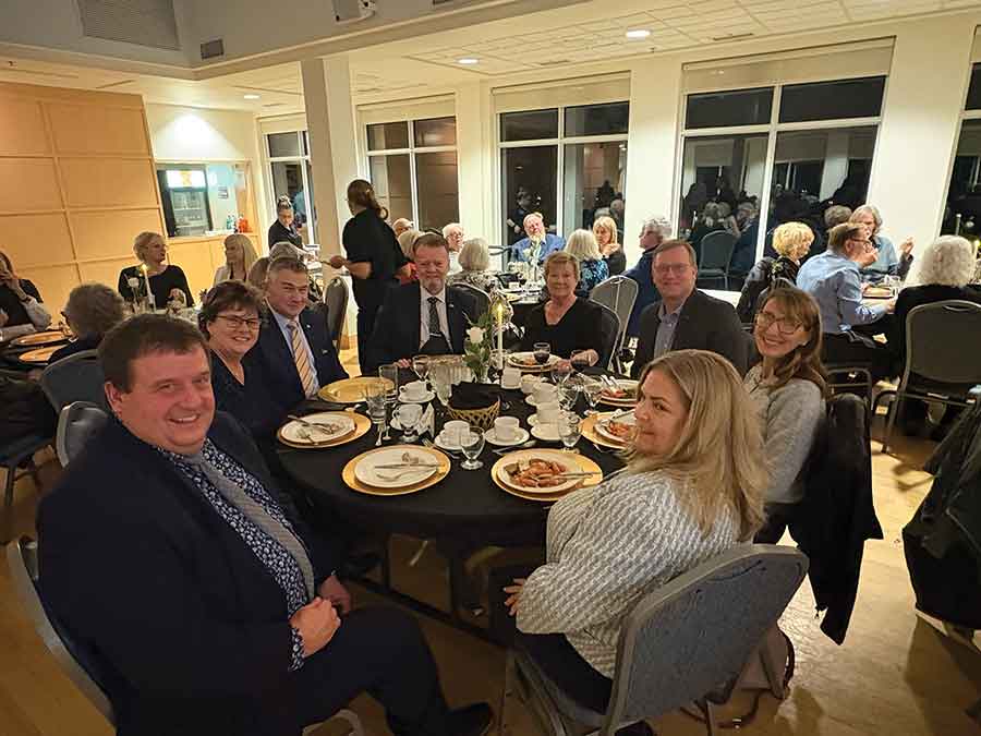 Special guests included Interlake-Gimli MLA Derek Johnson (third from right), the Icelandic Consul in Canada, Vilhjalmur Wiium (middle) MP James Bezan (third from left) and Gimli mayor Kevin Chudd (front left), along with their partners