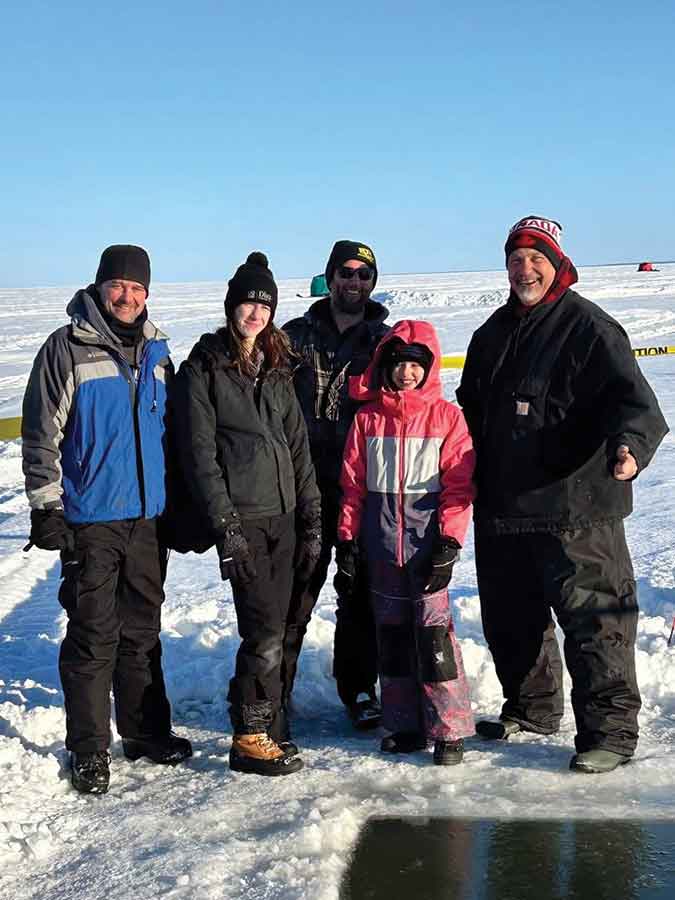 The Gunnink family of Dugald made the trip to Gimli specifically for the Polar Plunge fundraiser. Pictured left to right are Randy Gunnink, Kennedy Gunnink, Nathan, Paige Gunnink and organizer Don Hawryshko