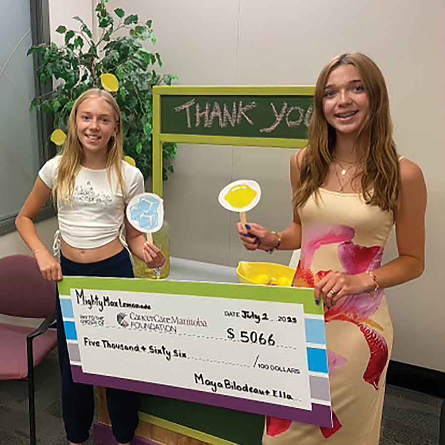 Maya and Ella Bilodeau raised $5,066 for CancerCare Manitoba in honour of their brother, Mighty Max