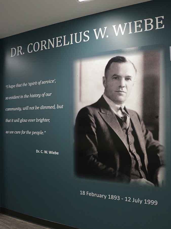 Dr. Wiebe at various points in his 53-year medical career. He died in 1999 at the age of 106