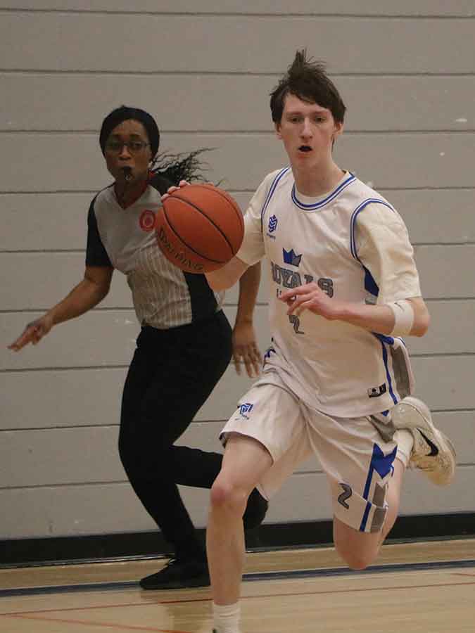 Lord Selkirk’s Garrett Gburek races downcourt with possession on Wednesday, Jan. 28 against the Springfield Sabres. Gburek and team currently sit fifth in KPAC