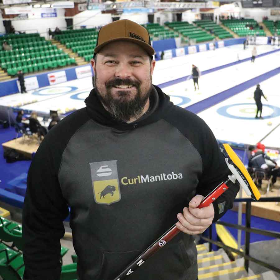 Matt Rankine oversees ice preparation at the Selkirk Curling Club ahead of men’s provincial competition. The Manitoba-based technician is part of a network of ice makers regularly selected for national, international and Olympic-level events
