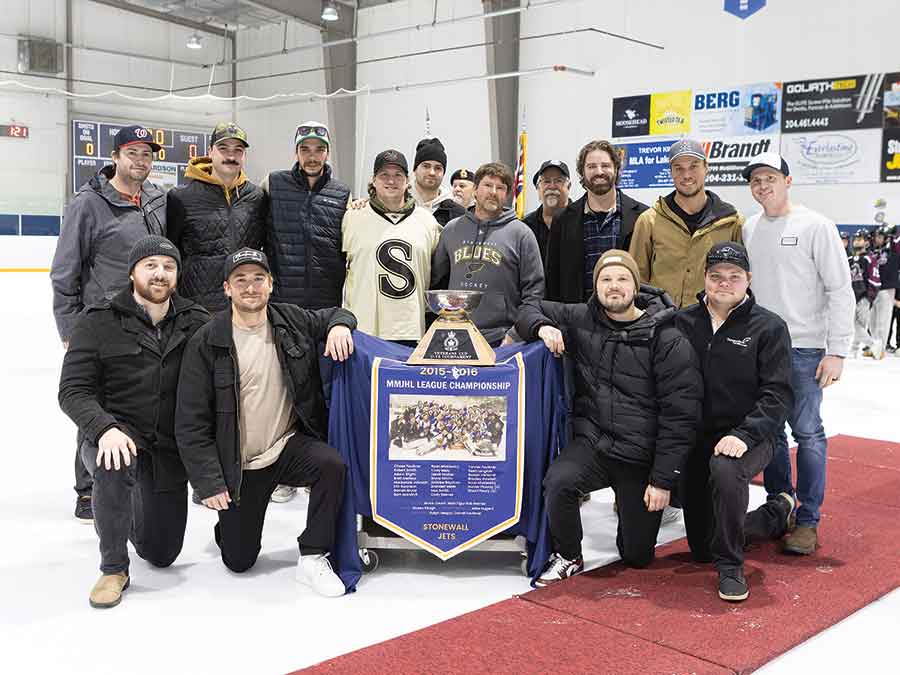 The 2015–16 Stonewall Jets team were honoured guests during the opening ceremony of the 43rd annual Veterans Memorial Cup hockey tournament last weekend
