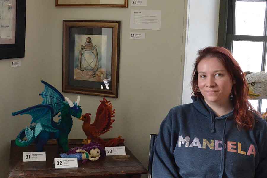 Emilie Bordeleau-Laroche with her fantastical crochet creations from last year’s show
