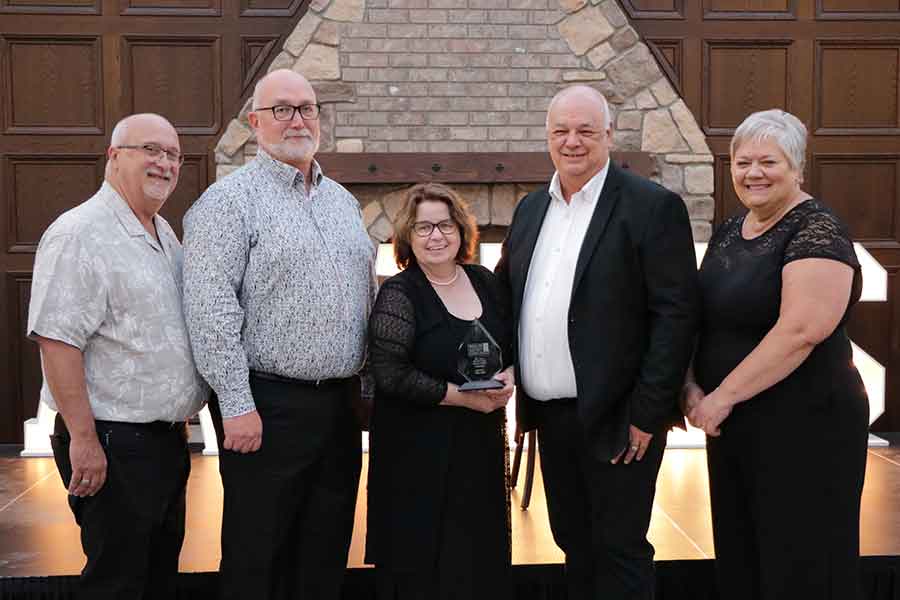 Dennis Kehler, Rob Suderman, Ruth Reimer, Randy Reimer, and Charlene Friesen from Katie Cares received the Not-for-Profit Service Award