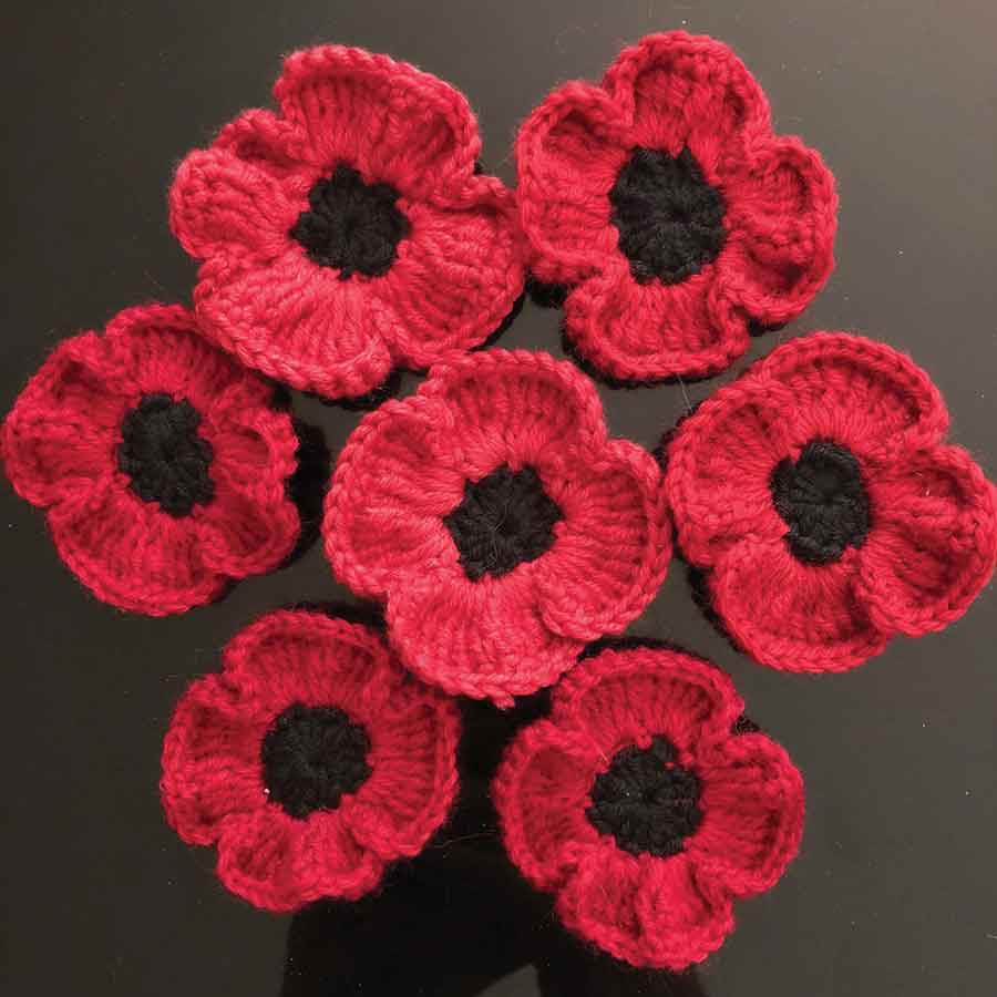Residents are invited to crochet poppies like these for a community banner to be displayed in Carman around Remembrance Day