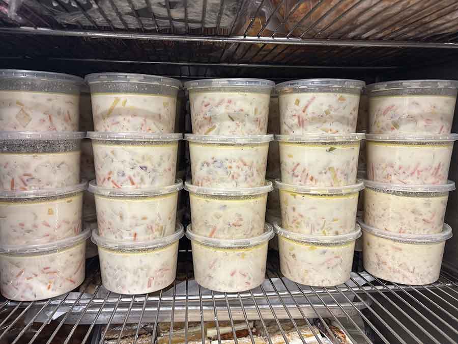 Sugar Me Cookie Boutique prepared more than 100 servings of soup, salads and potato dishes using produce collected from Evergreen Basic Needs. All trays were donated back to EBN for distribution in the community