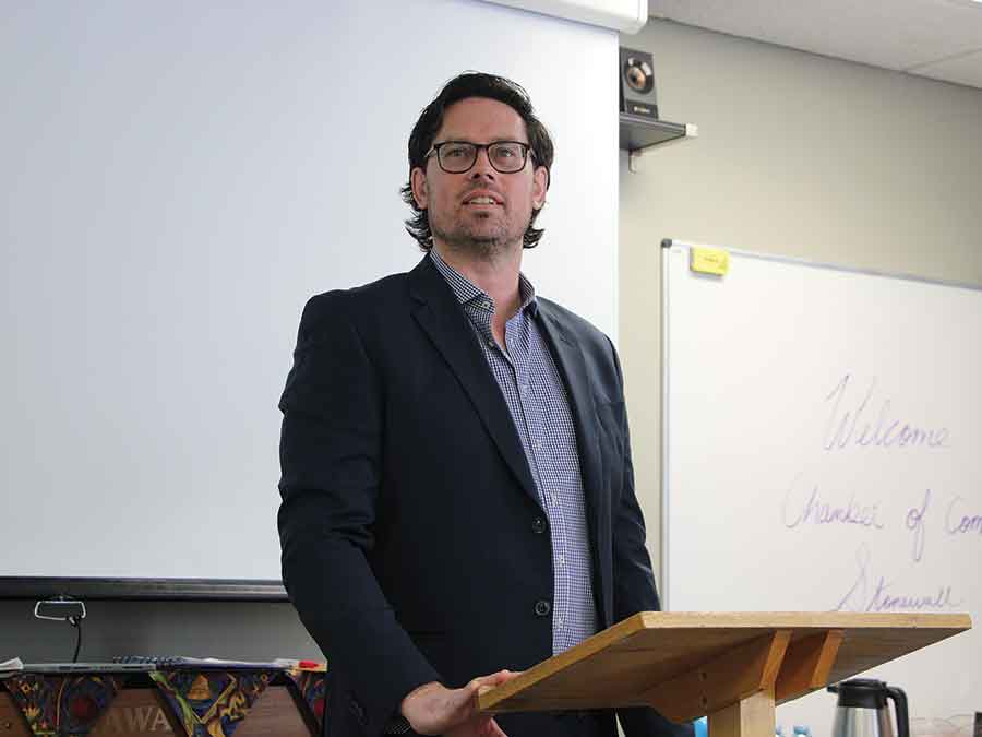 Robert Price-Lewis, president of the local chamber, hosted the event