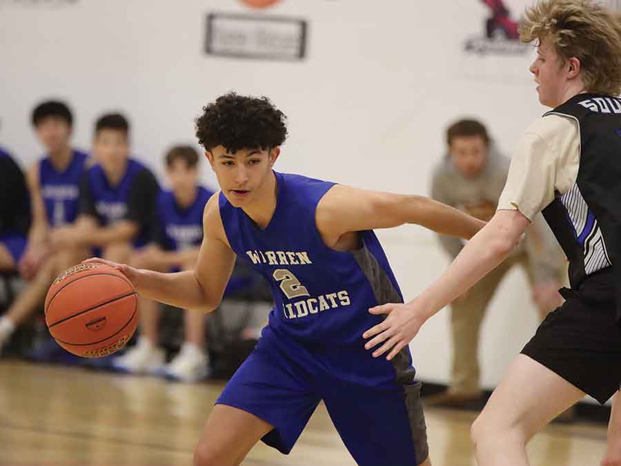 Yaseen Ball of the Warren Wildcats was named player of the game following Warren’s 64–62 quarterfinal win over the Immanuel Christian Falcons
