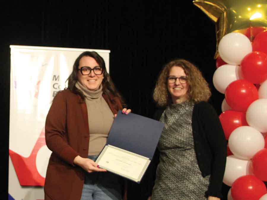 EA of the Year nominee Jennifer Darknell with Teresa Hampton, past president of Manitoba Council Exceptional Children