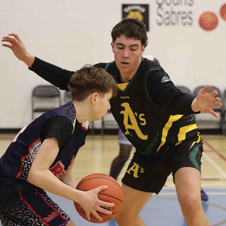 Mason Bardarson of the Arborg Athletics earned player of the game honours in Arborg’s 48–46 victory over the St. Joachim Braves in the consolation semifinal at the Provincial A/AA JV Boys Basketball Championship in Carman