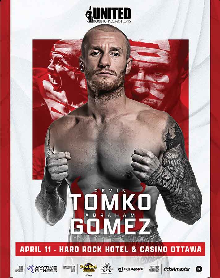 Maulers Boxing Club coach, Devin Tomko, makes his return to boxing next month when he takes on Abraham Gomez in a light heavyweight bout on April 11 at the Hard Rock Hotel & Casino Ottawa