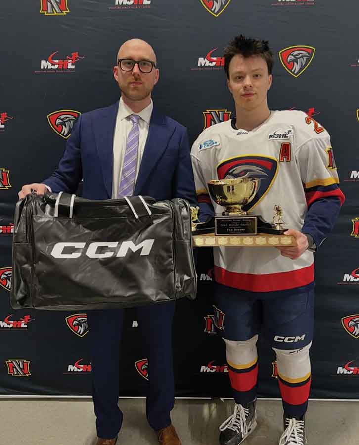 Stonewall’s Hayden Wheddon captured the MJHL scoring title with 90 points in 57 games this season while leading the Niverville Nighthawks to a first-place finish