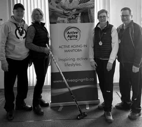 Among the local teams clinching gold at the Manitoba 55+ Games curling events last week were Manitou’s Team Sanders, Carman’s Team McCullough, Morden/Crystal City Team Reimer, and Morden’s Team Hildebrand
