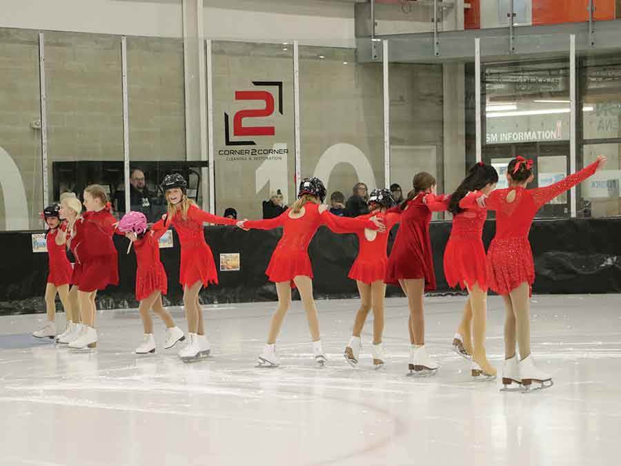 Rising Star skaters in a Valentine’s Day routine