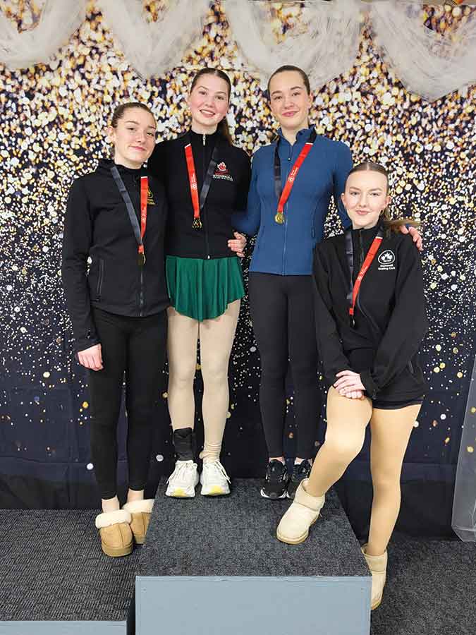 Gaia Turner, Anna Hoff, Lacey Learning and Hayden Young placed first in Group Showcase 3. Turner also placed third in STAR 6 FreeSkate, Learning placed third in STAR 7 Artistic and Young won a gold medal in STAR 2 FreeSkate. Stonewall Skating Club coach Keesha McCutcheon earned a silver medal in Adult 1 Synchro