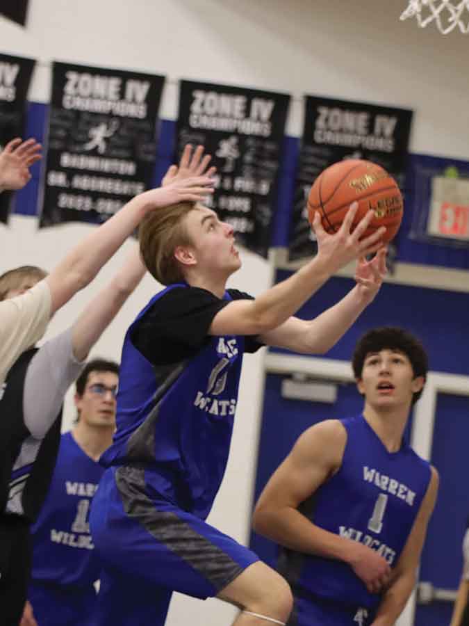 Sawyer Keena of the Warren Wildcats was named a tournament all-star and earned player of the game honours in the Wildcats’ 44–38 semifinal victory over the Souris Sabres at the Provincial A/AA JV Boys Basketball Championship held March 12–14 at Carman Collegiate