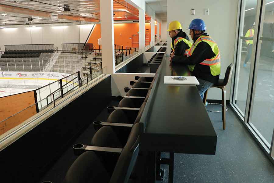 Spacious box seats in the renovated Winkler Centennial Arena allow for a higher-end viewing experience