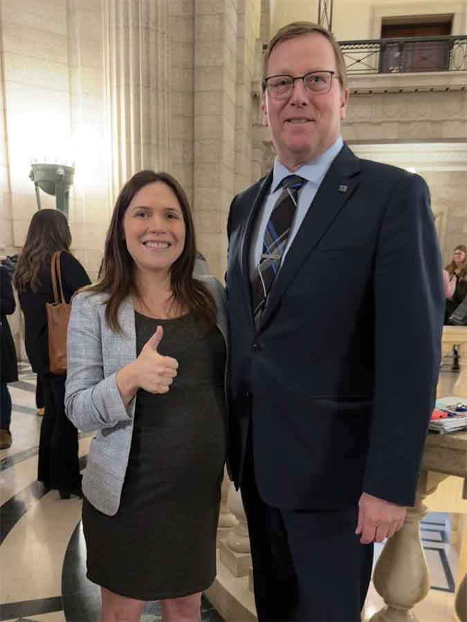 Liberal MLA Cindy Lamoureux (Tyndall Park) with MLA Derek Johnson (Interlake-Gimli), one of three PCs who supported Lamoureux’s autism strategy bill