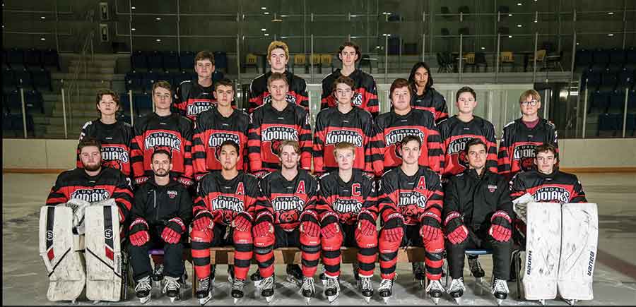 The Lundar Kodiaks went 2-20-1-1 in their inaugural season in the WHSHL’s Price Division. Highlights included a third-place finish at the Barons Fall Classic and the franchise’s first playoff win against Murdoch MacKay. Pictured, back row (left to right): Thor Johnson, Noah Kuzyk, Aaden Monkman, Joey Bird-Young; middle row: Thorley Gudmundson, Daniel Johnson, Konnor Law, Blaine Christensen, Austin Hickman, Conway Anderson, Axel Malcolm, Erik Lloyd; front row: Erik Johnson, Tyler Medeiros (head coach and GM), Kolten Bell-Sinclair, Sigge Bjornson, Riley Johnson, Carter Reykdal, Eric Eronen (assistant coach), Mason Bauch. Missing: Jayson Christensen (assistant coach), Brad Drews (assistant general manager), Diana Drews (equipment manager) and Emmett Miller