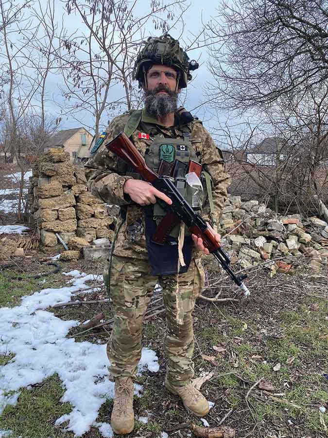 Derksen served with the armed forces in Ukraine in 2022