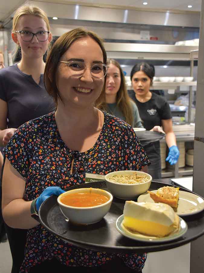 Daizee Wiebe was all smiles at The Gardens on Tenth’s annual soup and pie fundraiser last Thursday night