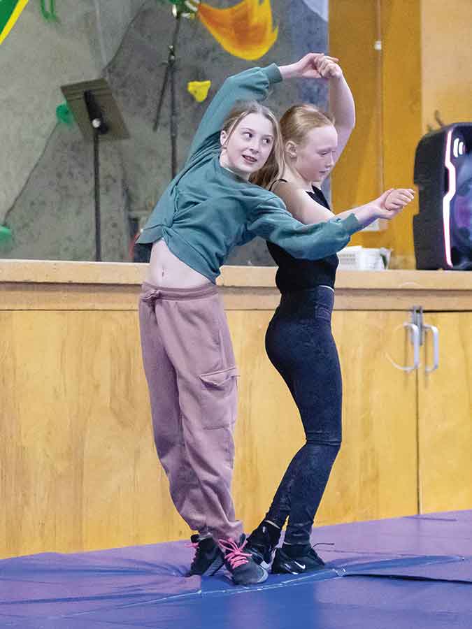 Grade 5 students Chloe and Emma perform their choreographed routine to Best Friends Forever by the Fun Squad
