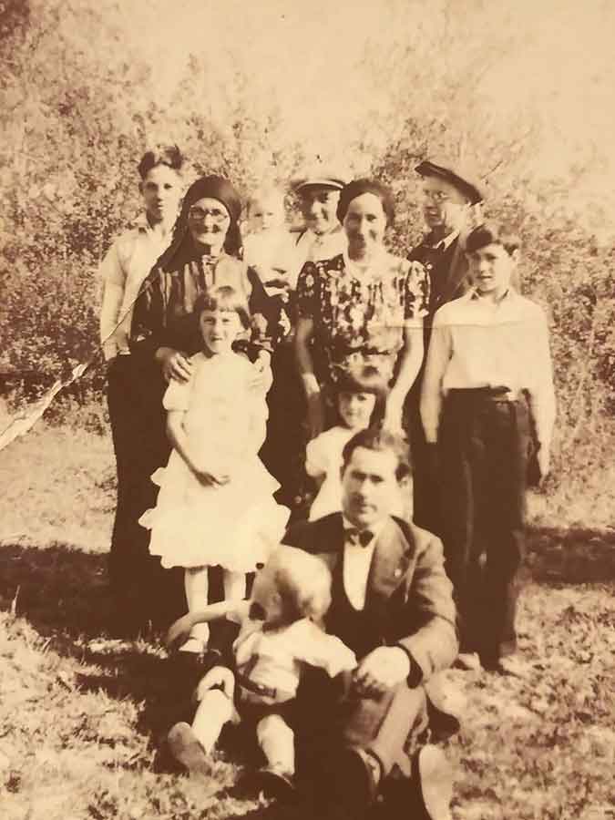A old family photo showing the Kostiv family in village of Vilkhovets in Ukraine