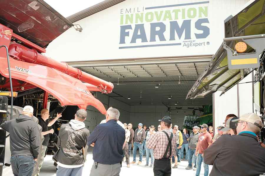 Producers learn ways to optimize their combine calibrations as part of a free
combine clinic with Bushel Plus as part of EMILI”s 2025 Producer Day