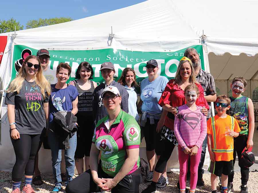 The Babcocks participate in several HD awareness campaigns and fundraising events throughout the year. Pictured are the Babcocks, Sam, Cory, Penny, Kat, Serena, Candace, Belinda, Stacey, Chris, Erin, Marissa, Jeff and Brandon