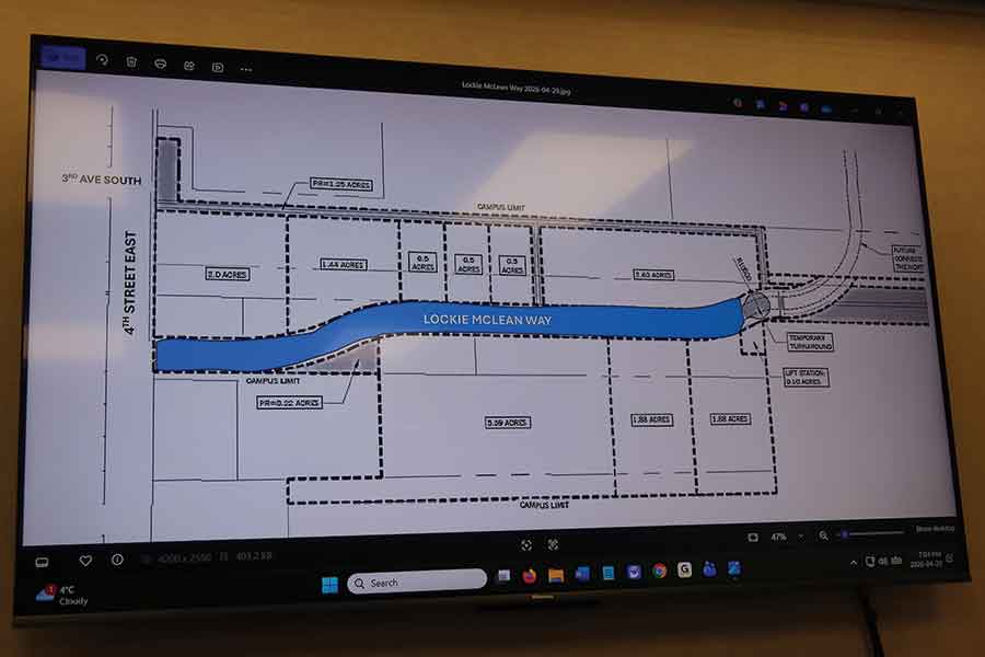 A map shows the future location of Lockie McLean Way, which will extend off Fourth Street East into Stonewall’s planned Age in Place campus, where a personal care home is proposed