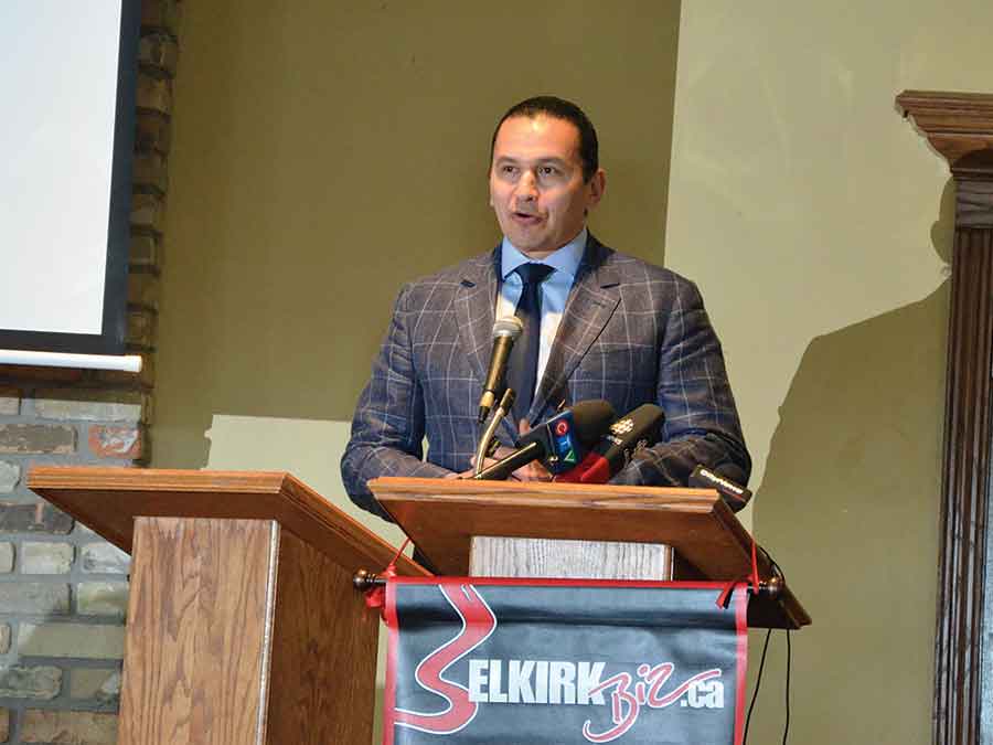 Wab Kinew speaking at the State of the Region
