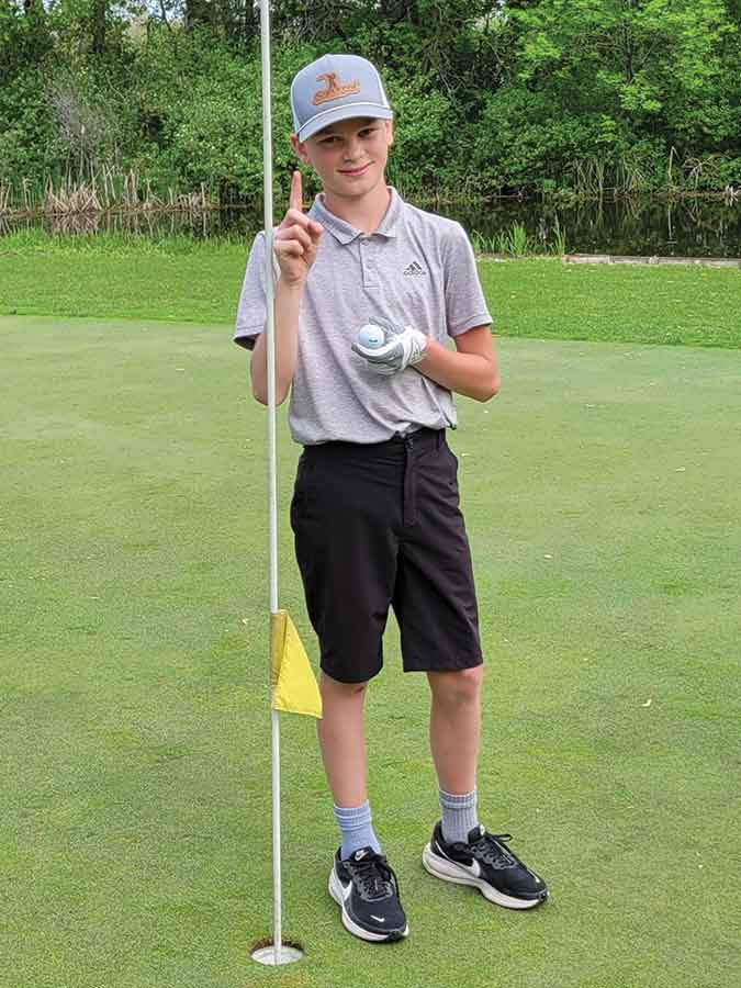 Malcolm Elliot Sisson, 11, scored his first career hole-in-one on the 12th hole at Scotswood Links using a 9-iron. His ace came exactly two weeks after older brother Oliver recorded a hole-in-one of his own