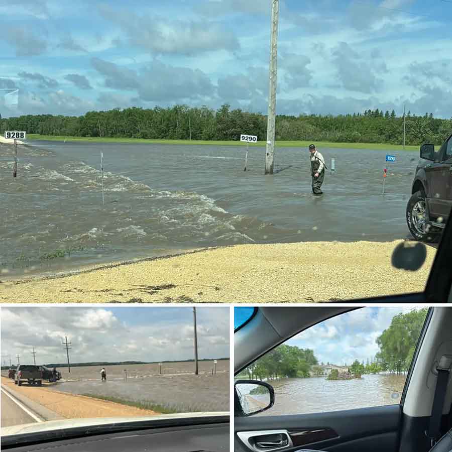 People posted photos of overland flooding in the east part of the Interlake after the storm of June 9-10