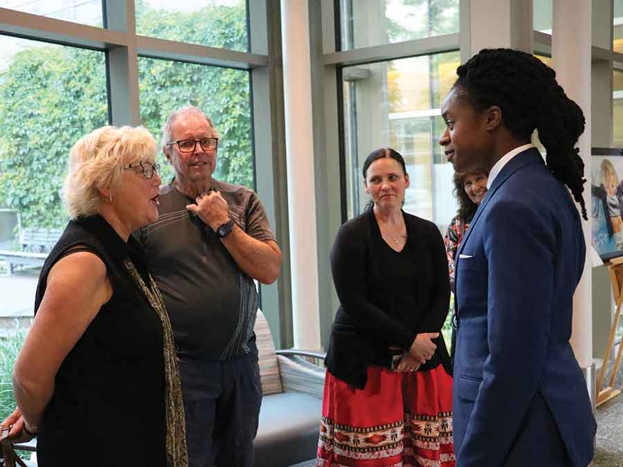 Health minister Uzoma Asagwara spoke with Selkirk resident Melanie Shumilak, who had a knee replaced a few months ago at Selkirk hospital