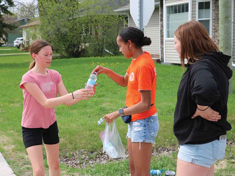 Staffed water stations were set up along the run route to help students cope with the heat