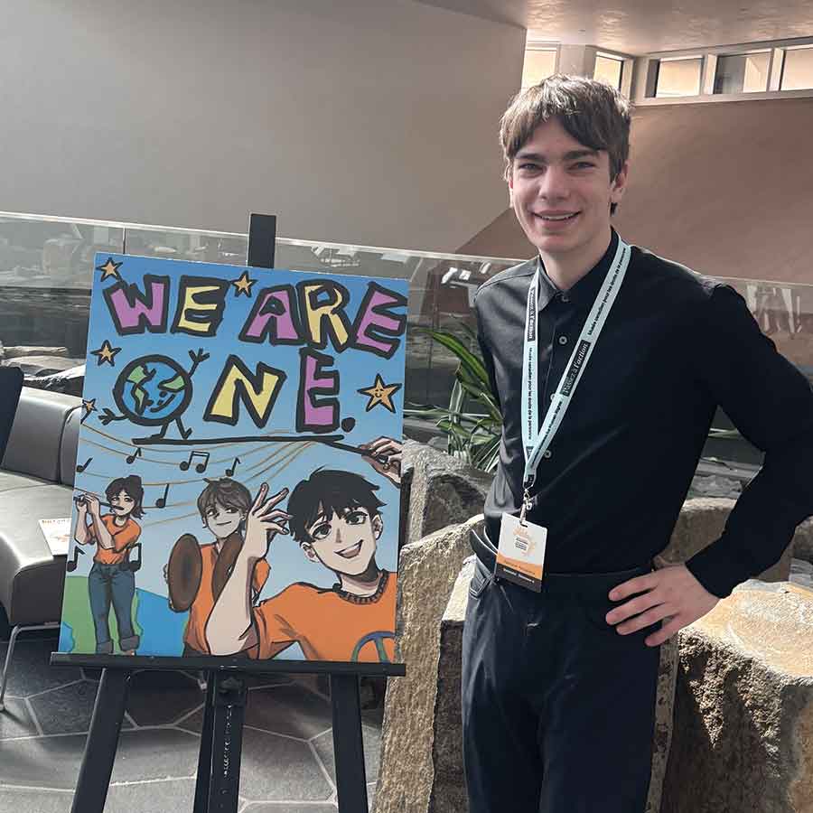 Grade 12 Selkirk Comp student Carter Anderson composed the original song “We Are One” for the Canadian Museum for Human Rights’ Be an Upstander Showcase on May 21. The Comp’s Senior Symphonic Band performed at the event, including Anderson as a percussionist