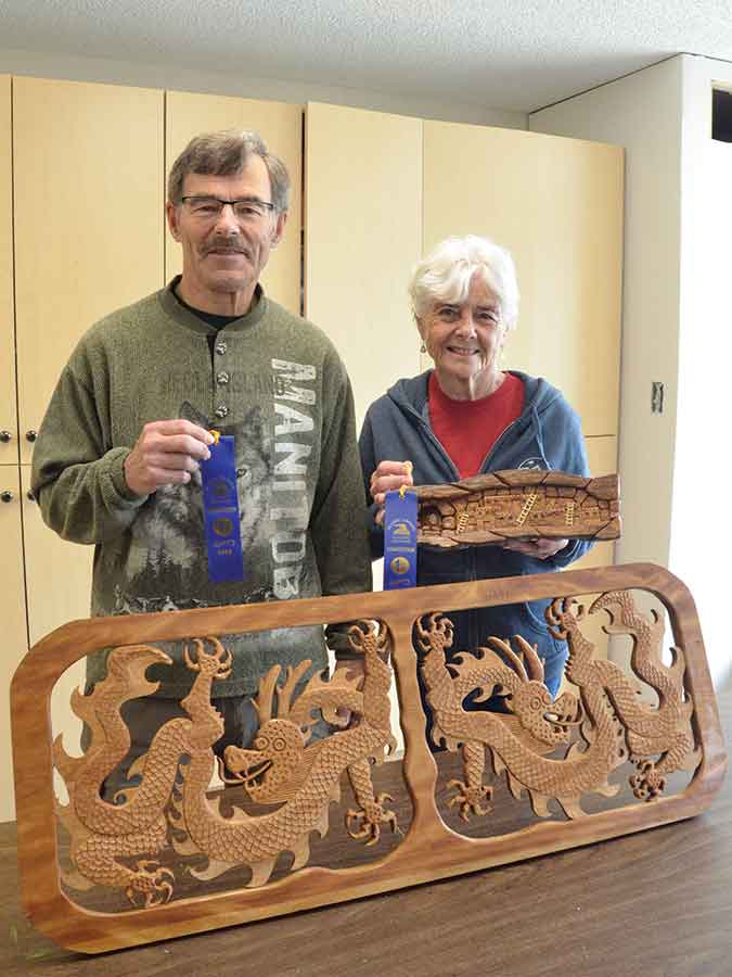 Barry Konzelman and Iris Bidinosti took home ribbons from the Prairie Canada Carving Competition