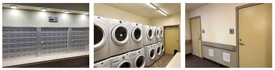 Assisted living laundry and mail room