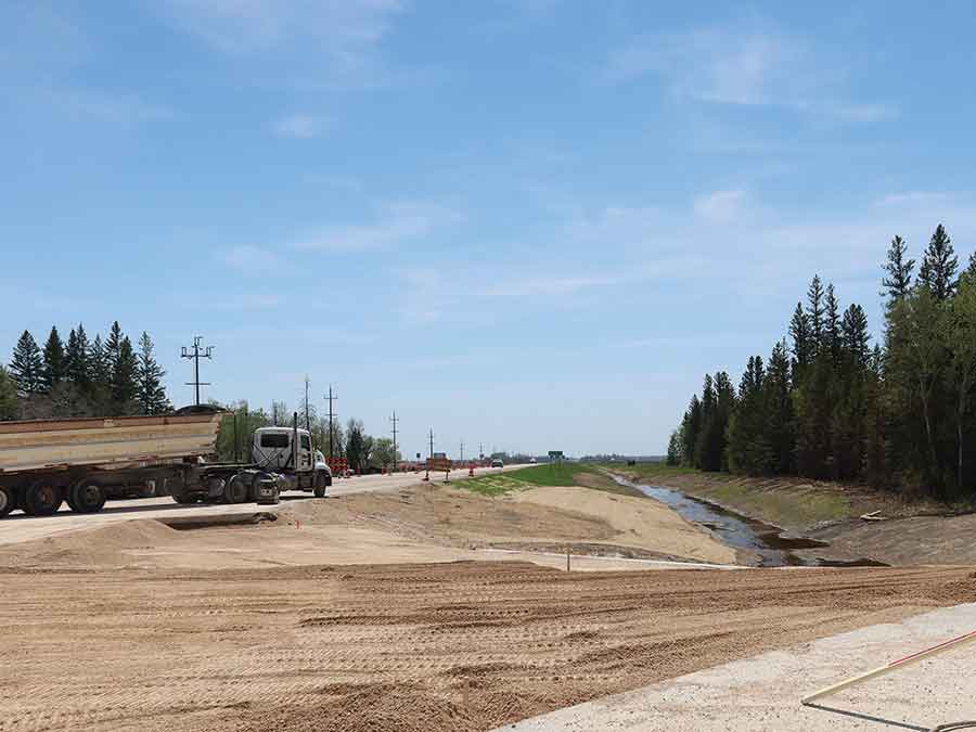 Construction continues on the new box culvert at the Silver Drain south of Arborg at the junction of highways 7 and 68. Final grading and paving are expected to be completed by July 3, weather permitting, as part of ongoing provincial infrastructure upgrades. Traffic remains open in all directions with lane restrictions in place during construction